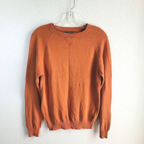 Primark Pullover Sweater Mens S Orange 100% Cotton Preppy Casual Unisex - Picture 1 of 13
